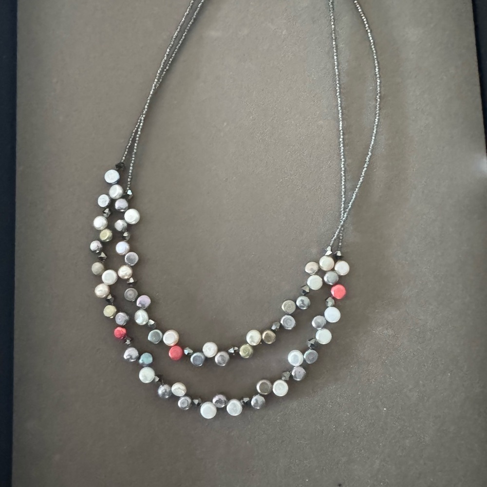 Lia Sophia Silver and Pink Beaded Necklace